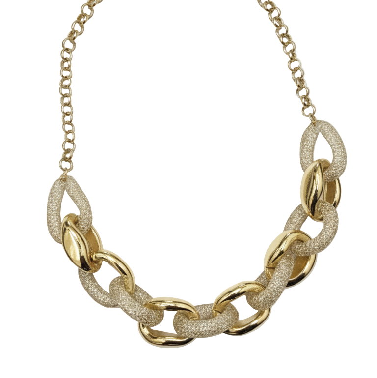 Collana Maxi Maglia Ibrida Tono Oro - Finitura Glitter & Lucida