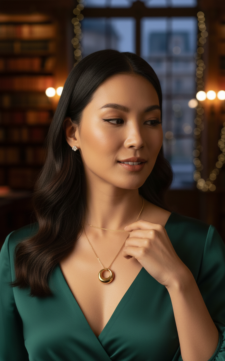 Collana Elegante Donna in Ottone Placcato Argento - Gioiello Ipoallergenico