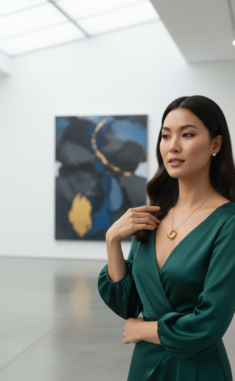 Collana Elegante Donna in Ottone Placcato Argento - Gioiello Ipoallergenico