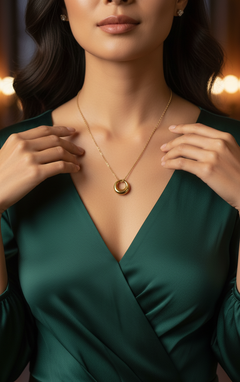 Collana Elegante Donna in Ottone Placcato Argento - Gioiello Ipoallergenico