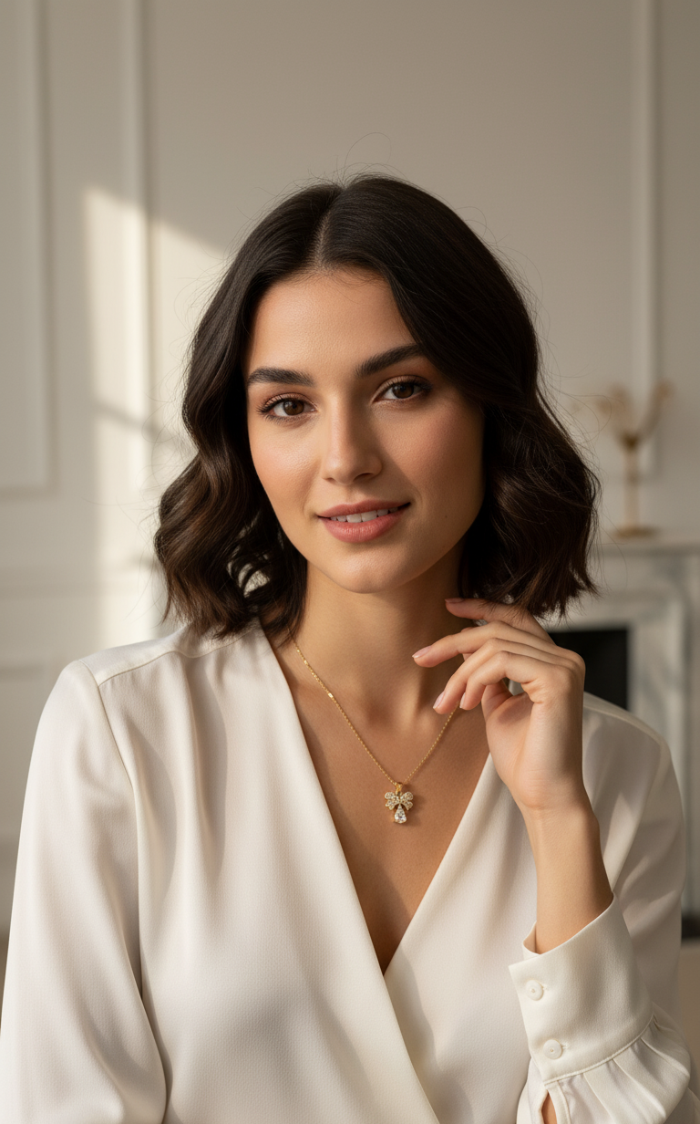 Delicate Cubic Zirconia Bow Pendant Necklace