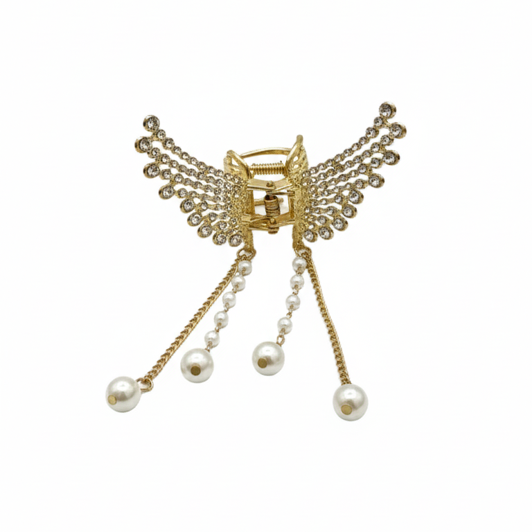 Clip per Capelli Gioiello a Margherita con Perle e Cristalli