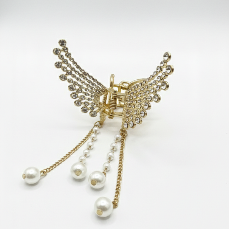 Clip per Capelli Gioiello a Margherita con Perle e Cristalli