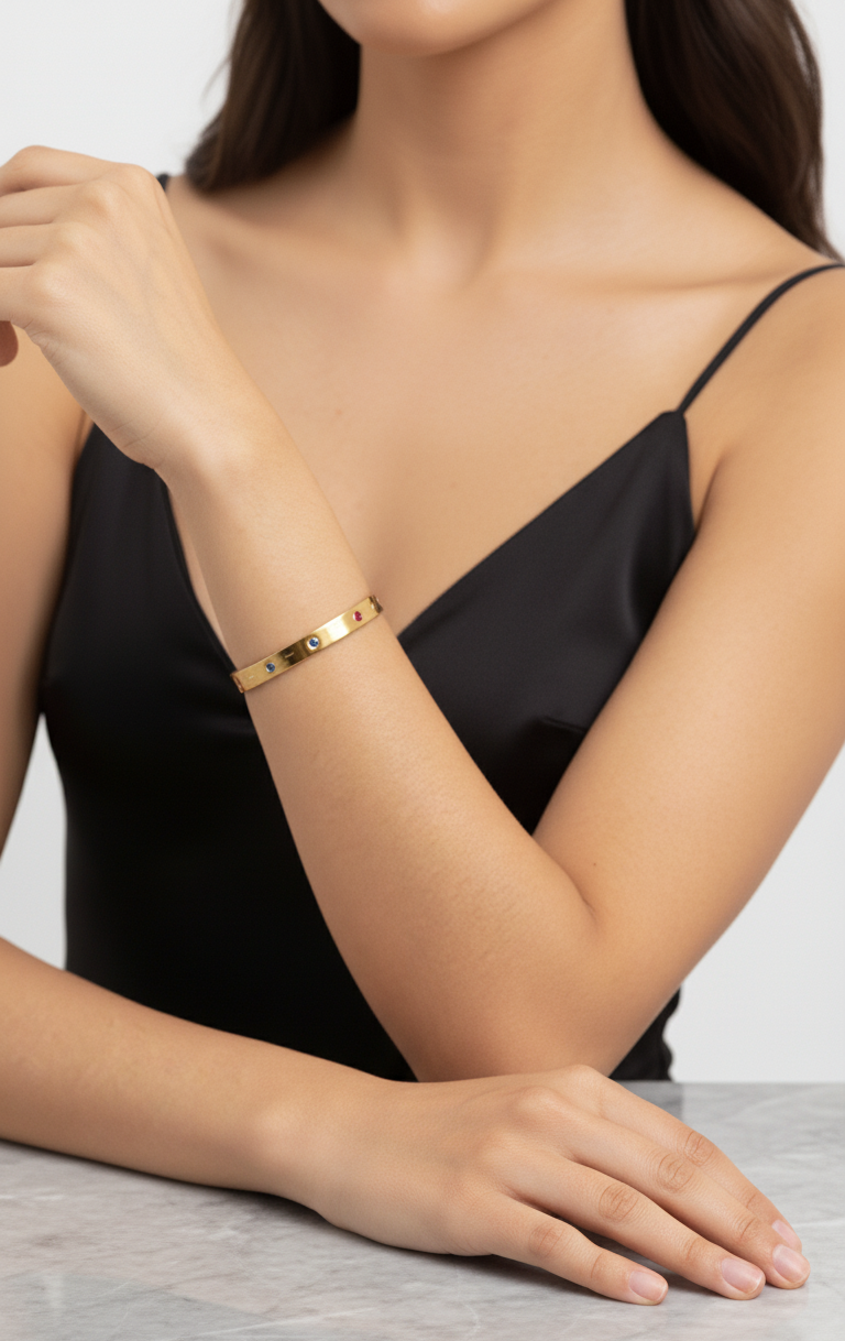 Bracciale Tennis Multi-Gemma in Placcato Oro