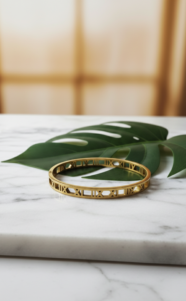 Bracciale Rigido Numeri Romani Oro