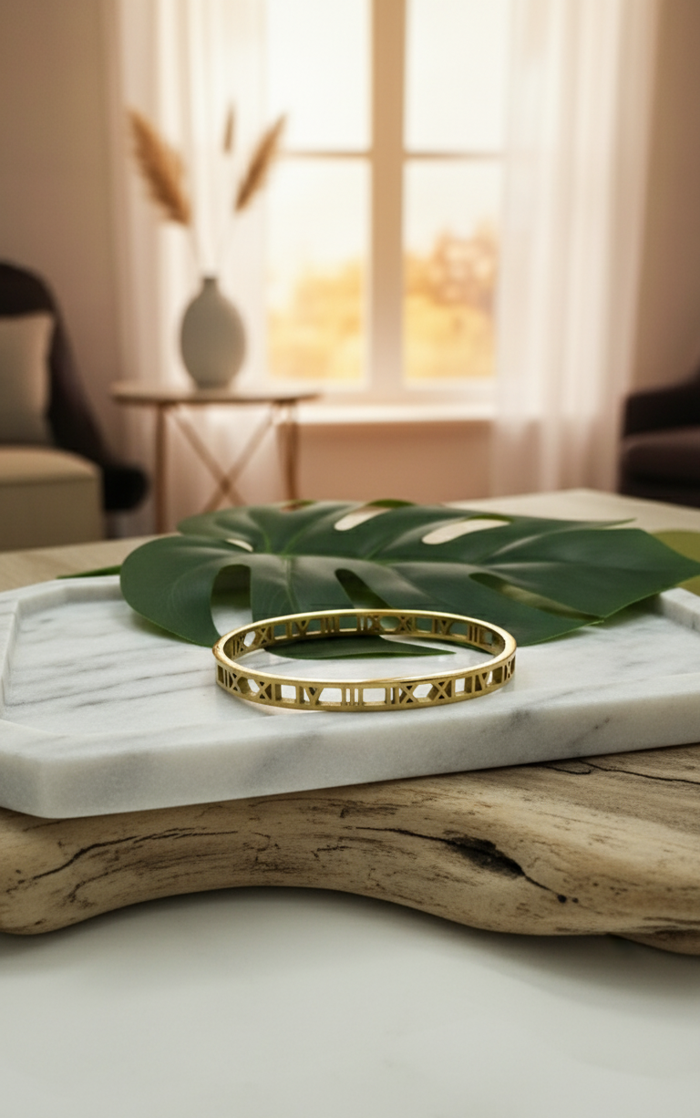 Bracciale Rigido Numeri Romani Oro