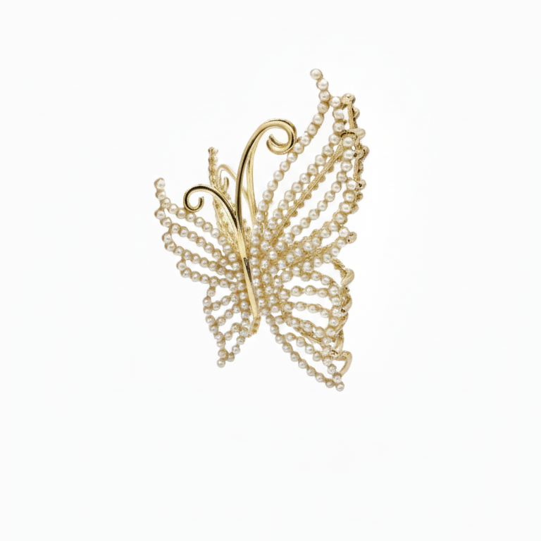 Fermaglio Capelli Farfalla Lusso con Perle e Dettagli Dorati – L'accessorio Elegante per eccellenza
