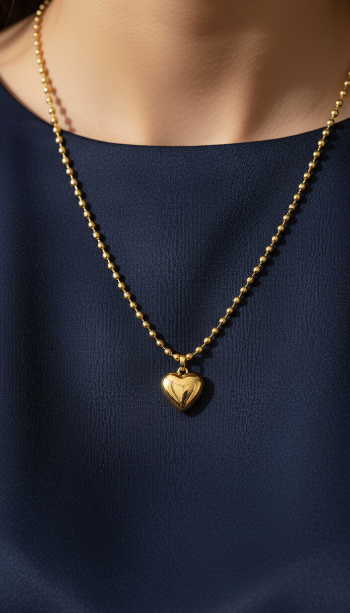 Collana Cuore Bombato Oro - Design Minimalista e Lussuoso