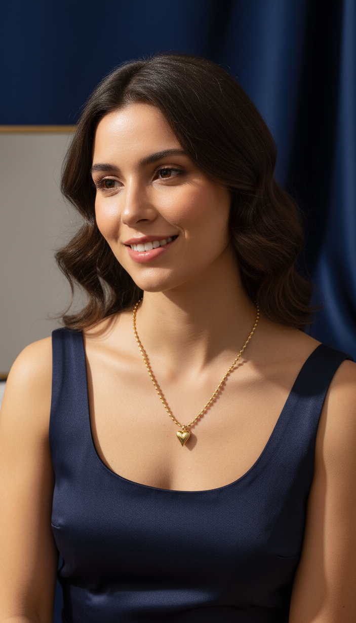 Collana Cuore Bombato Oro - Design Minimalista e Lussuoso