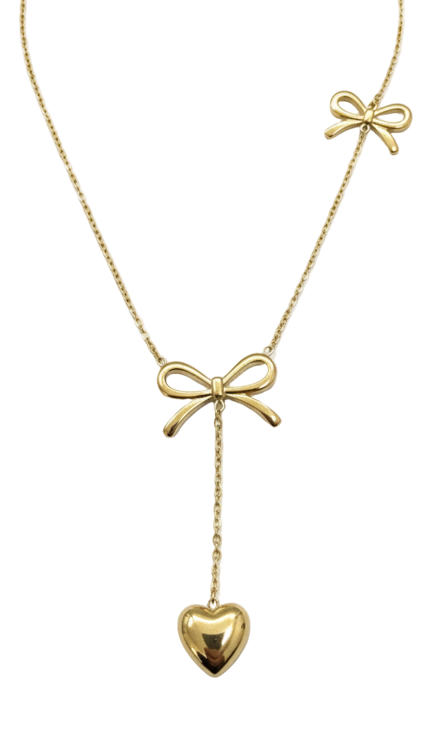 Collana Fiocco e Cuore Dorato - Luce di Gemma