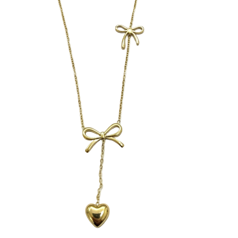 Collana Fiocco e Cuore Dorata - Luce di Gemma