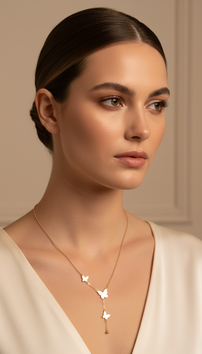 Collana Farfalle Luminose "Eleganza Dorata" – Luce di Gemma™