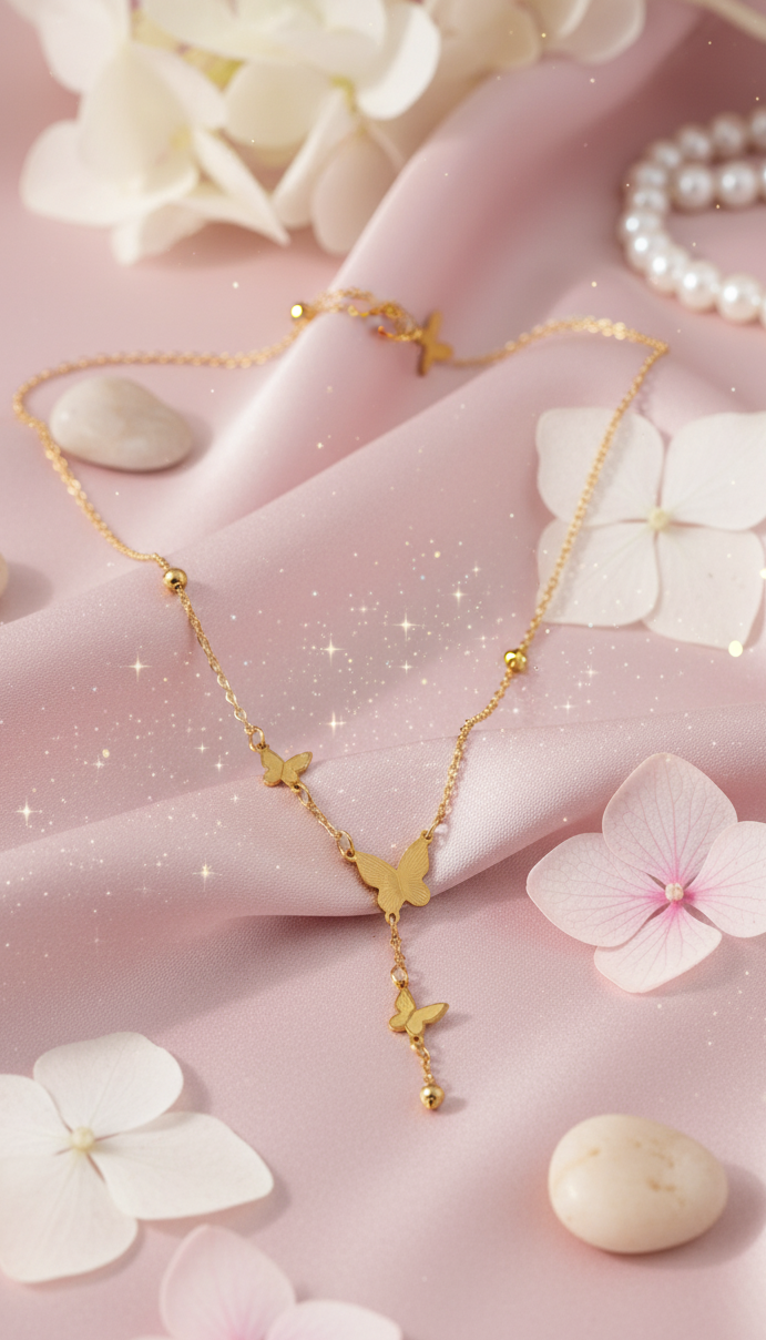 Collana Farfalle Luminose "Eleganza Dorata" – Luce di Gemma™