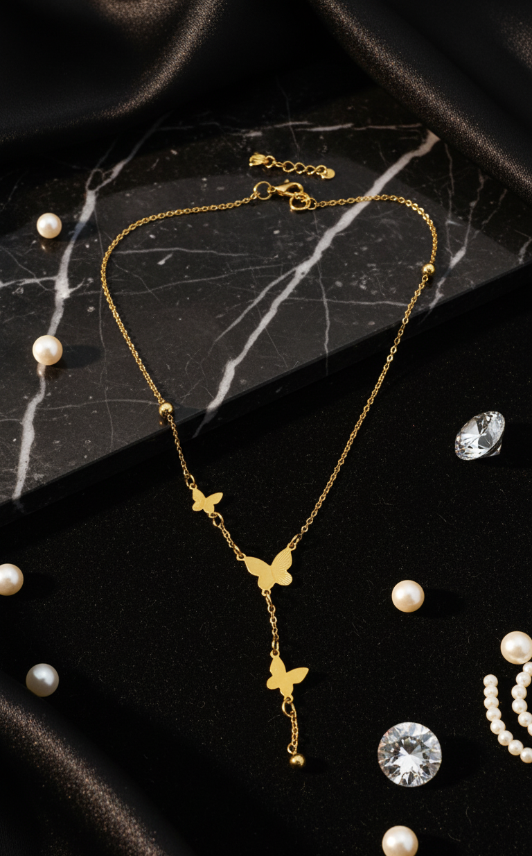 Collana Farfalle Luminose "Eleganza Dorata" – Luce di Gemma™