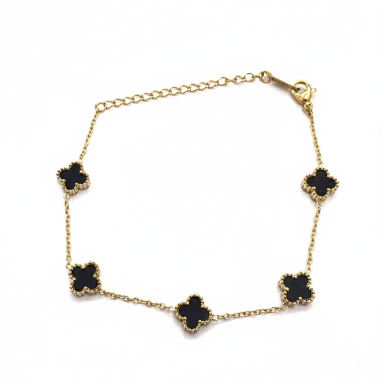 Bracciale Elegante Fiori Neri – Collezione Luce di Gemma