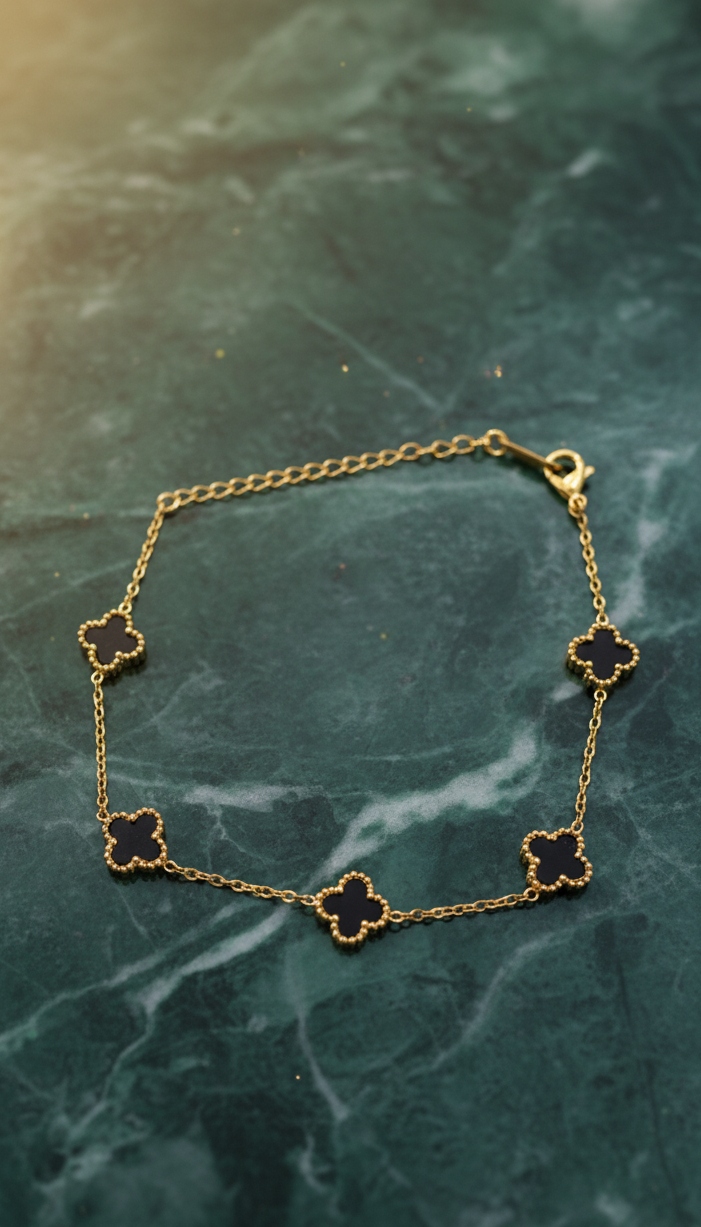 Bracciale Elegante Fiori Neri – Collezione Luce di Gemma