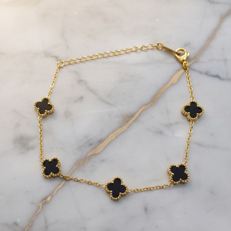 Bracciale Elegante Fiori Neri – Collezione Luce di Gemma