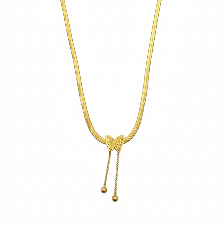 Collana Catena Farfalla e Perla Placcato Oro - Lucedigemma -