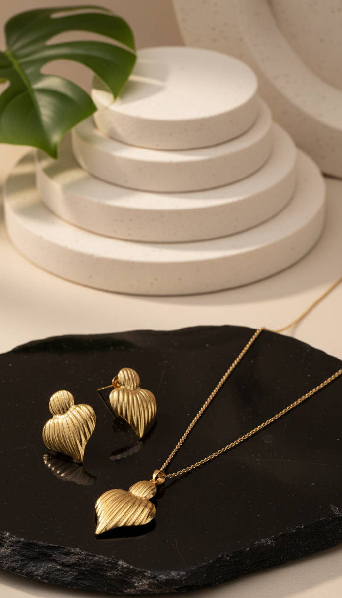 Set Collana Orecchini e Cuore di Viana Placcato Oro