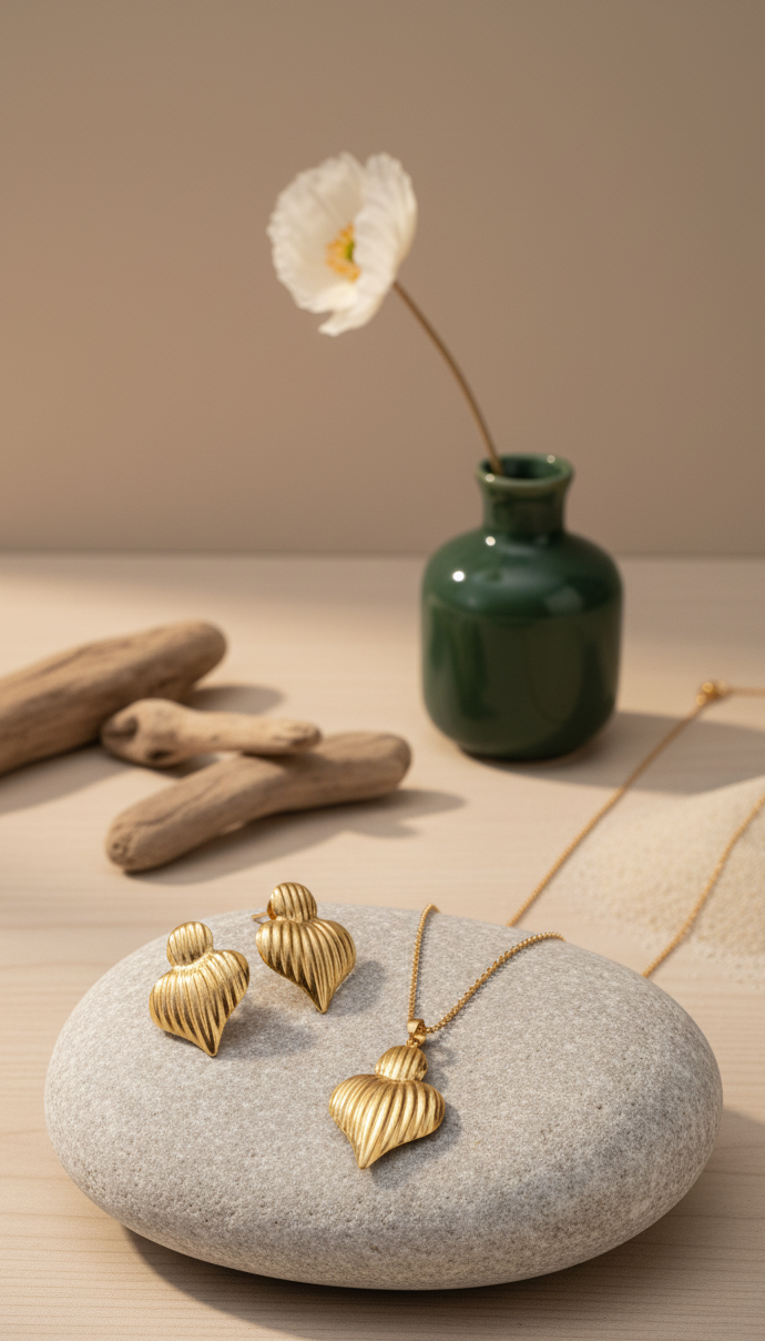 Set Collana Orecchini e Cuore di Viana Placcato Oro