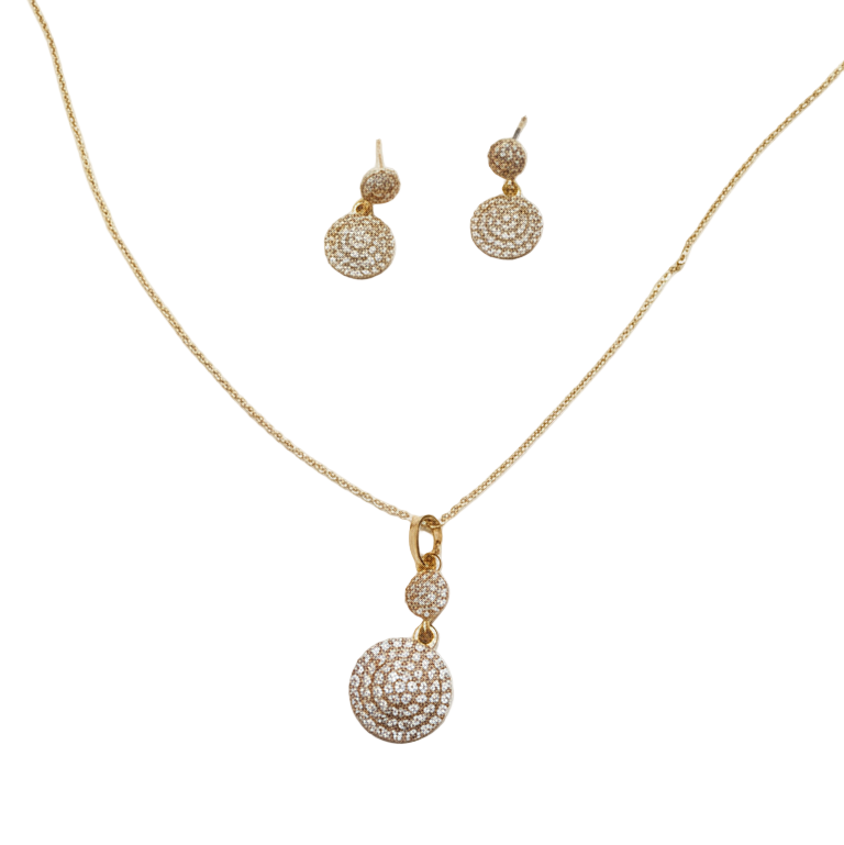 Parure Eleganti Cerchi Pavé Zirconi - Collana e Orecchini