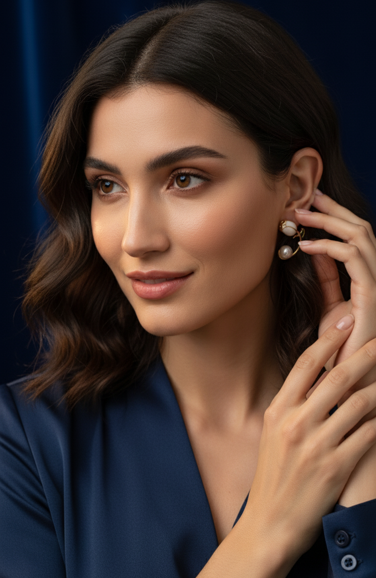 Orecchini Pendenti Tulipano in Smalto e Perla Naturale - Luce di Gemma