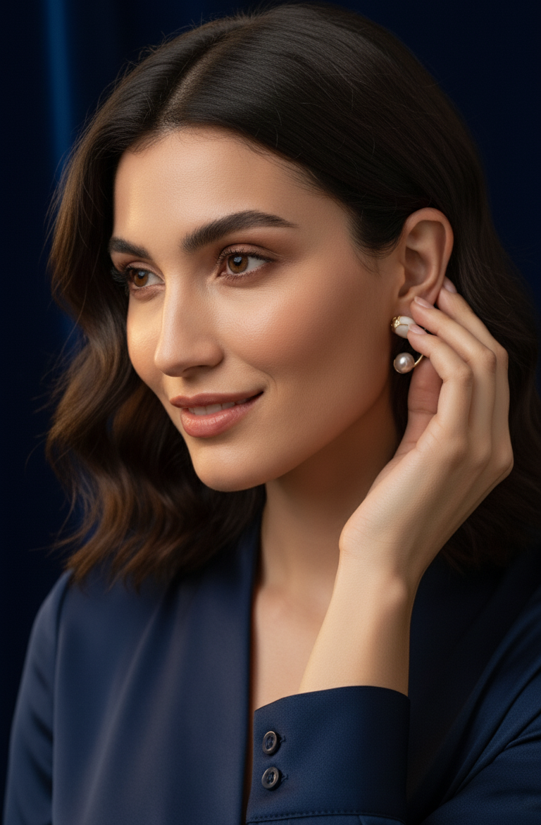 Orecchini Pendenti Tulipano in Smalto e Perla Naturale - Luce di Gemma