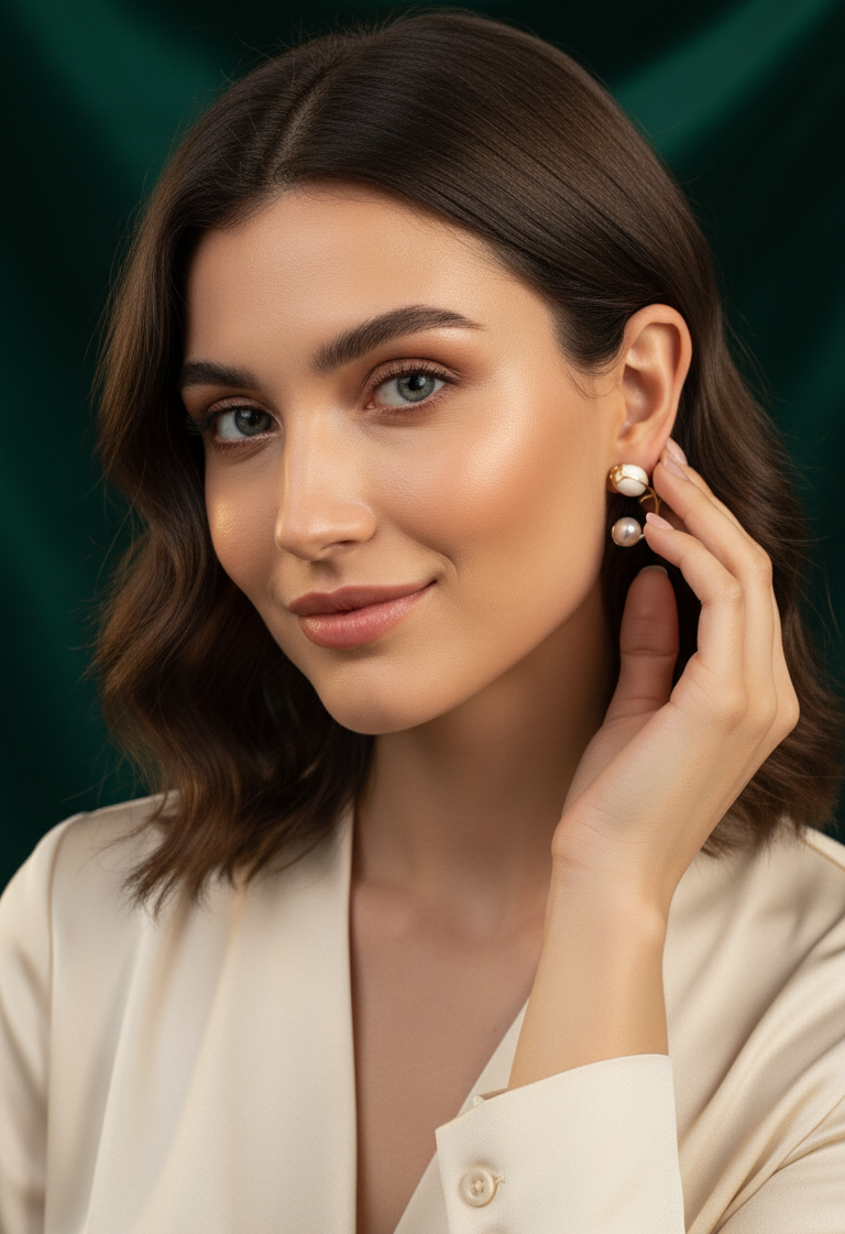 Orecchini Pendenti Tulipano in Smalto e Perla Naturale - Luce di Gemma