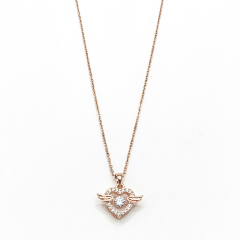 Collana Cuore Alato Gemma - Placcato Oro Rosa