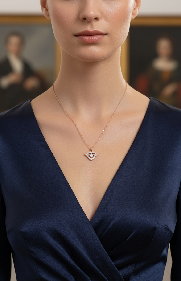 Collana Cuore Alato Gemma - Placcato Oro Rosa