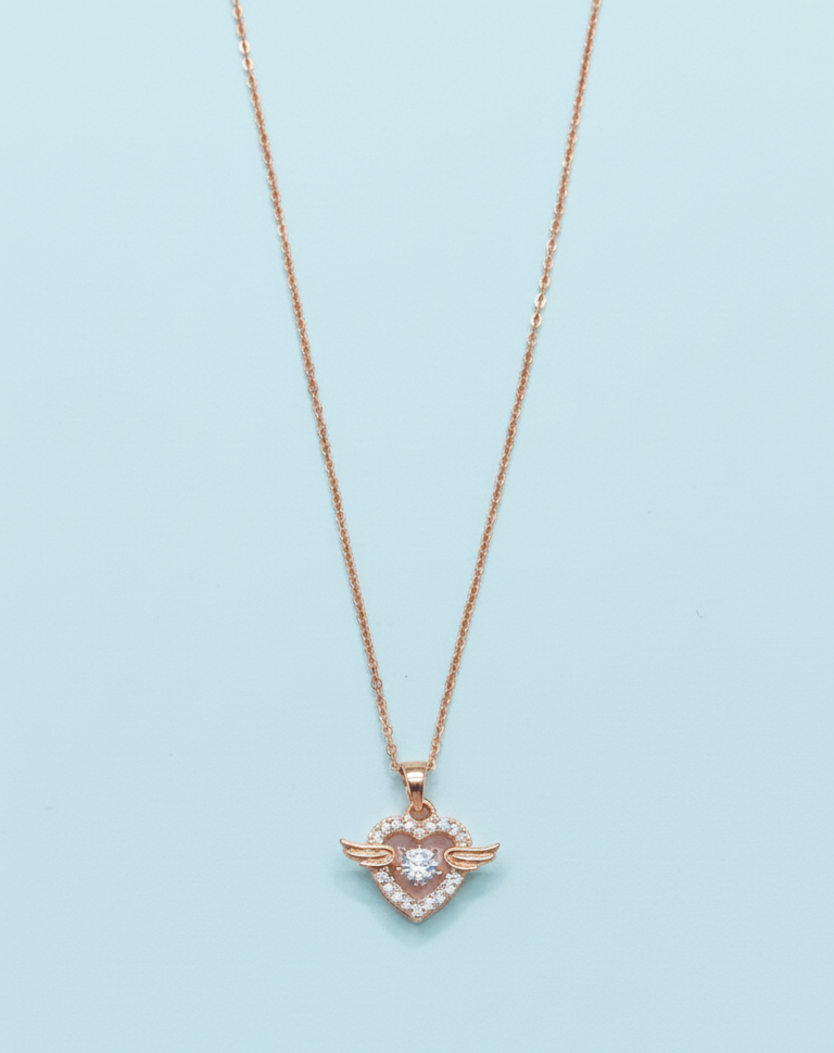Collana Cuore Alato Gemma - Placcato Oro Rosa