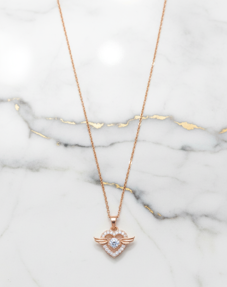 Collana Cuore Alato Gemma - Placcato Oro Rosa