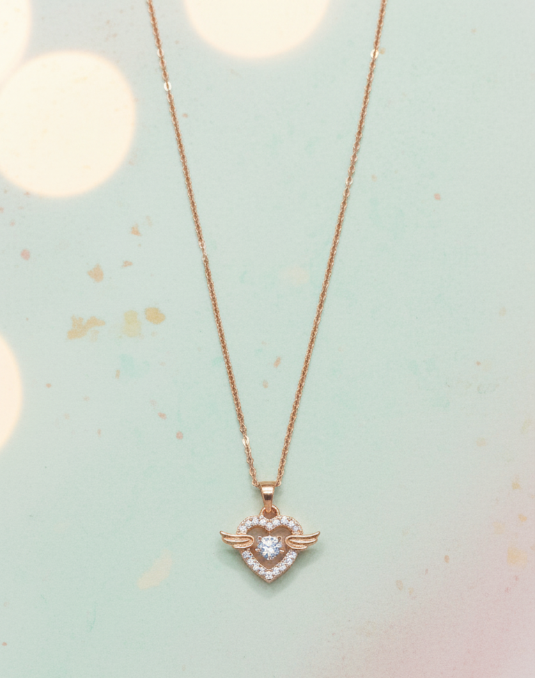 Collana Cuore Alato Gemma - Placcato Oro Rosa