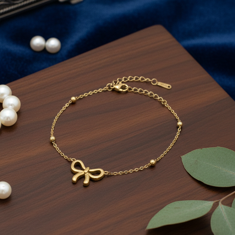 Bracciale Catena Fiocco Vintage Oro Inossidabile - Luce di Gemma