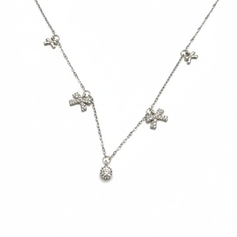 Collana Elegante con Fiocchi e Zirconi - Non in Oro