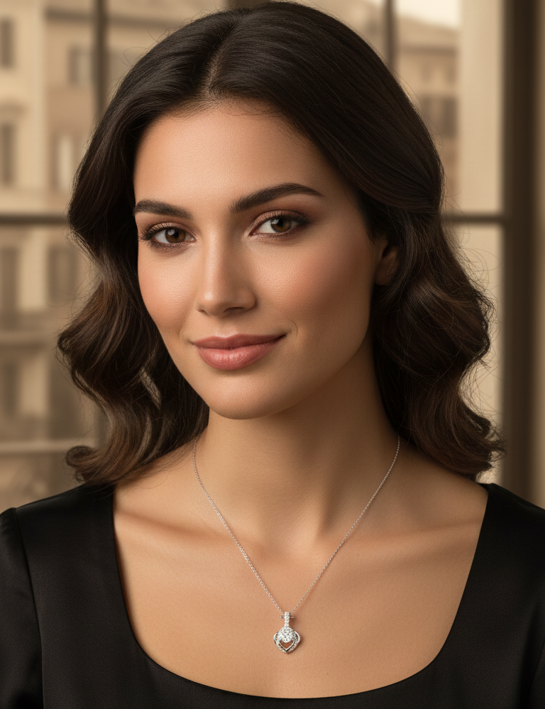 Collana Punto Luce Esagonale con Corona Ipoallergenica