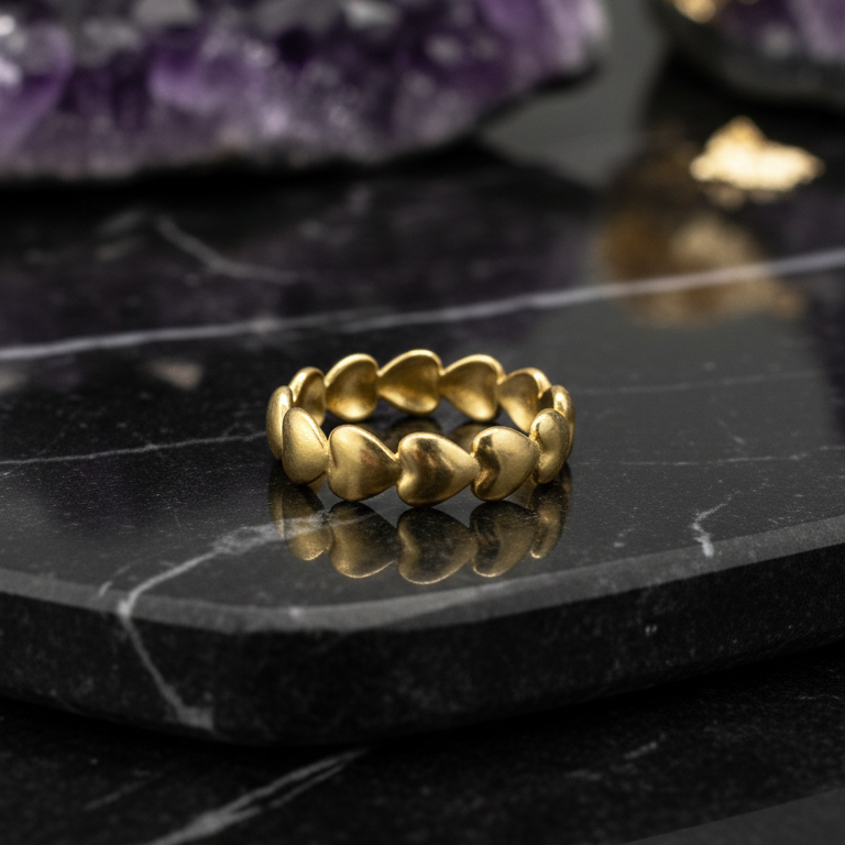 Anello Eternità Cuori in Oro Acciaio Inossidabile - L'Eleganza di Luce di Gemma