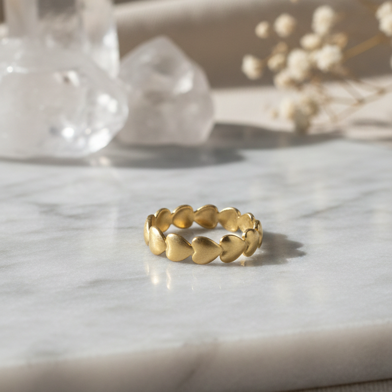 Anello Eternità Cuori in Oro Acciaio Inossidabile - L'Eleganza di Luce di Gemma