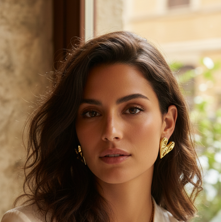 Orecchini Cuore Fuso Irregolare Placcati Oro 18K - Design Organico Trendy