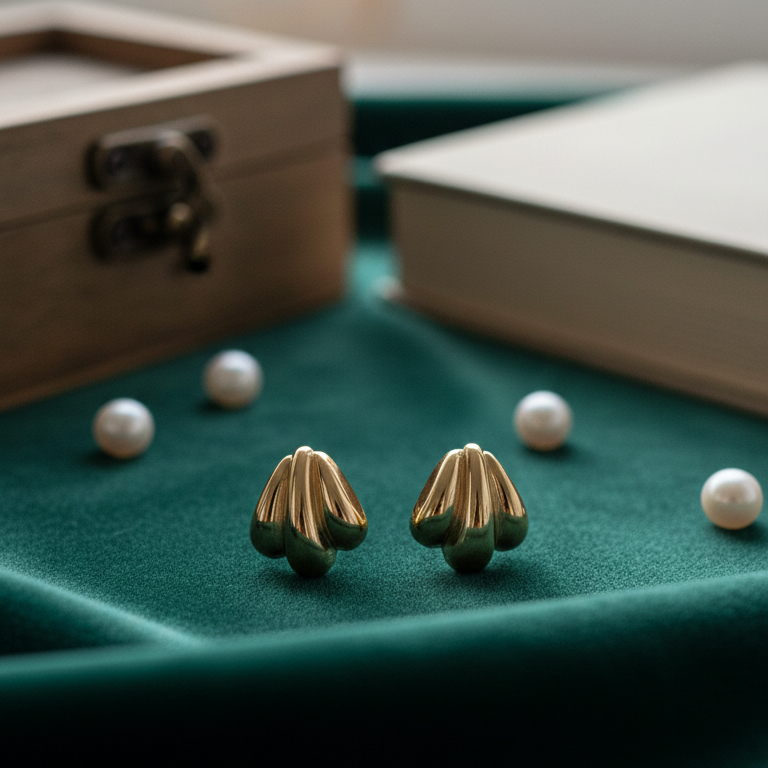 Orecchini a Lobo a Conchiglia Placcati Oro - Design Retro-Chic Italiano