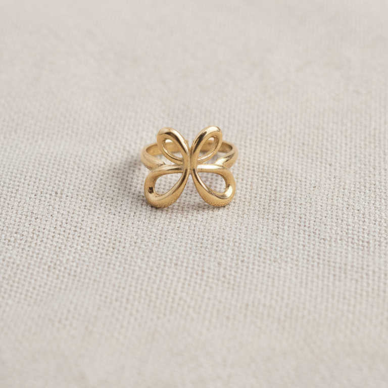 Anello Farfalla Stlizzata in Metallo Placcato Oro - Misura Regolabile