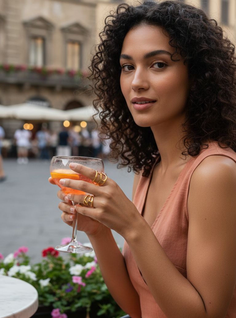 Anello Fascia Astratta Wide Placcato Oro - Design Cut-Out Scultoreo