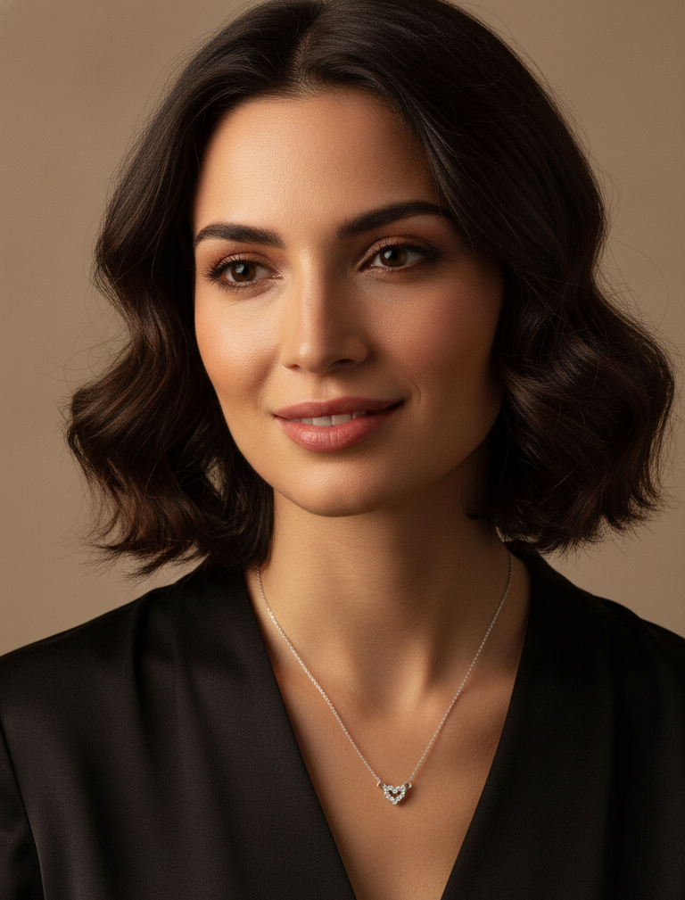 Collana Punto Luce Cuore Micro Pavé Placcata Rodio - Gioiello Minimal Romantico