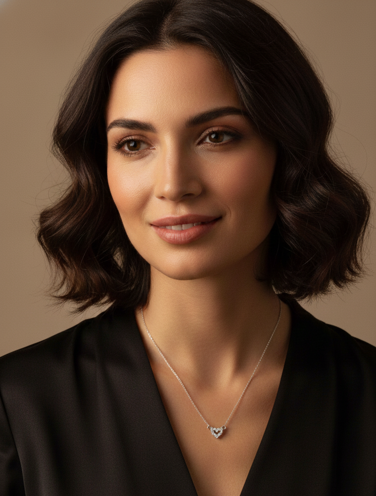 Collana Punto Luce Cuore Micro Pavé Placcata Rodio - Gioiello Minimal Romantico